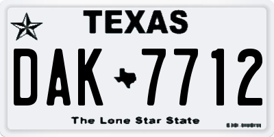 TX license plate DAK7712