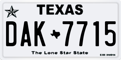 TX license plate DAK7715