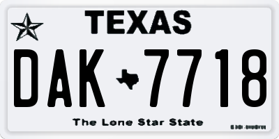 TX license plate DAK7718