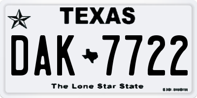 TX license plate DAK7722