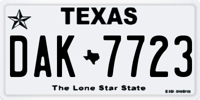 TX license plate DAK7723