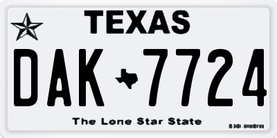 TX license plate DAK7724