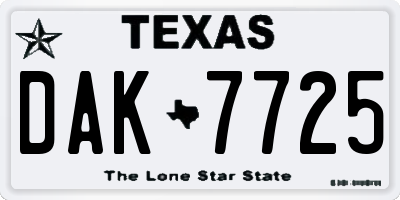 TX license plate DAK7725