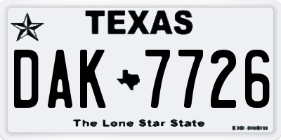 TX license plate DAK7726