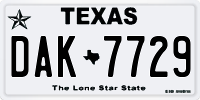 TX license plate DAK7729