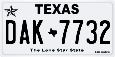 TX license plate DAK7732