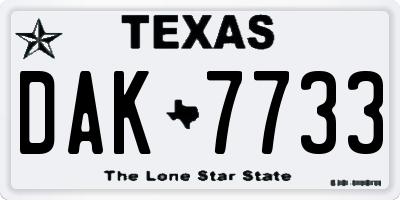 TX license plate DAK7733