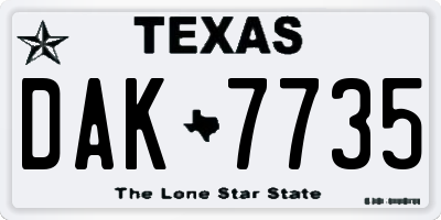 TX license plate DAK7735