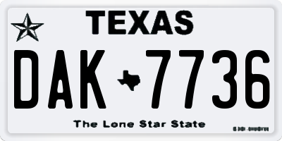 TX license plate DAK7736