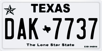 TX license plate DAK7737