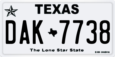 TX license plate DAK7738