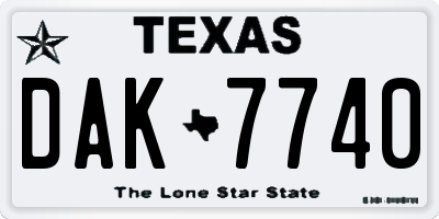 TX license plate DAK7740
