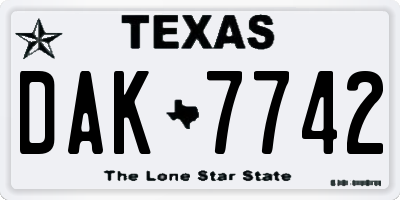 TX license plate DAK7742