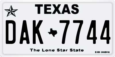 TX license plate DAK7744