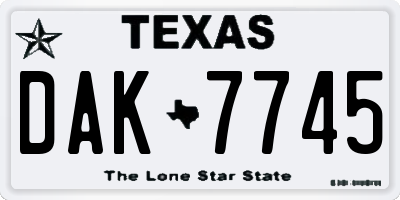 TX license plate DAK7745