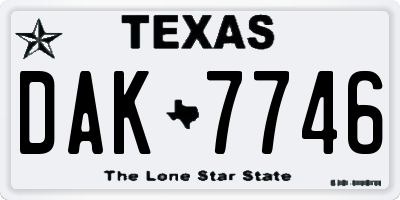 TX license plate DAK7746