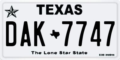 TX license plate DAK7747