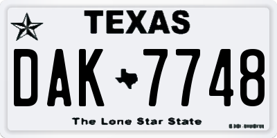 TX license plate DAK7748