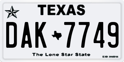 TX license plate DAK7749