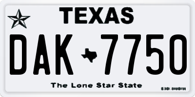 TX license plate DAK7750