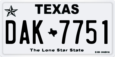 TX license plate DAK7751