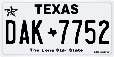 TX license plate DAK7752