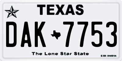 TX license plate DAK7753