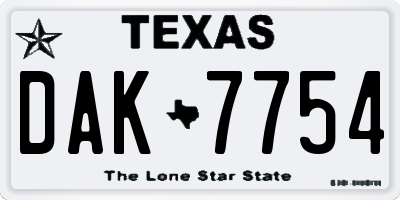 TX license plate DAK7754