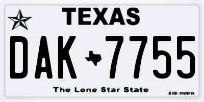 TX license plate DAK7755