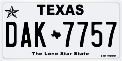 TX license plate DAK7757