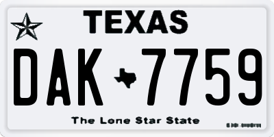 TX license plate DAK7759