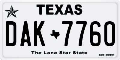 TX license plate DAK7760
