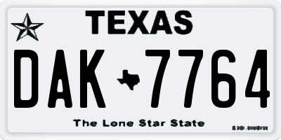 TX license plate DAK7764
