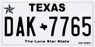 TX license plate DAK7765