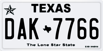 TX license plate DAK7766