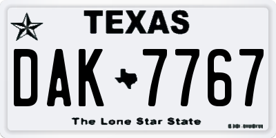 TX license plate DAK7767