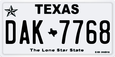 TX license plate DAK7768