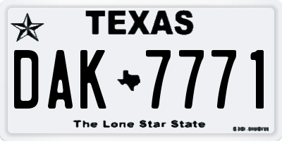 TX license plate DAK7771