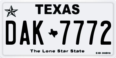 TX license plate DAK7772
