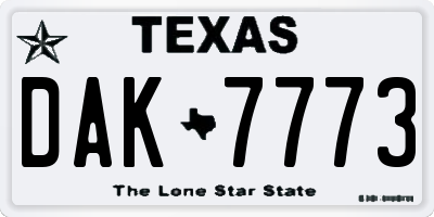 TX license plate DAK7773