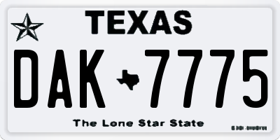 TX license plate DAK7775