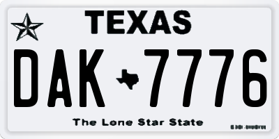 TX license plate DAK7776
