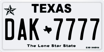 TX license plate DAK7777
