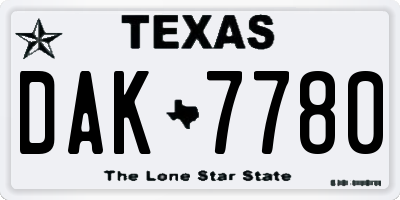 TX license plate DAK7780