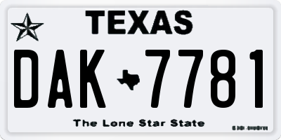 TX license plate DAK7781