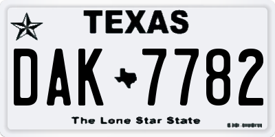 TX license plate DAK7782