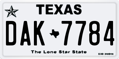 TX license plate DAK7784