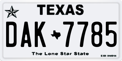 TX license plate DAK7785