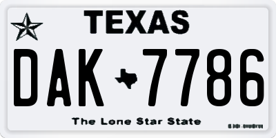 TX license plate DAK7786