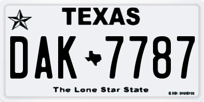 TX license plate DAK7787